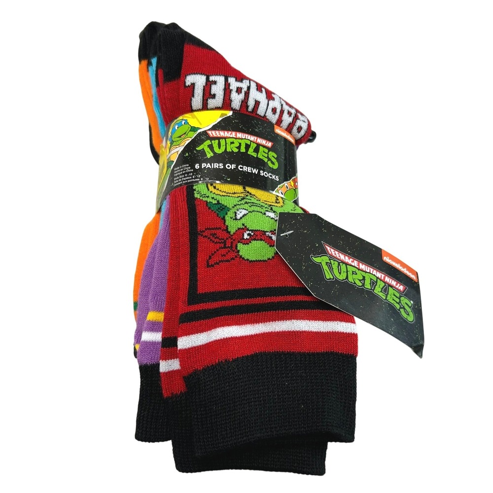 Nickelodeon TMNT Teenage Mutant Ninja Turtles Mens Crew Socks 6 Pack Gift Set